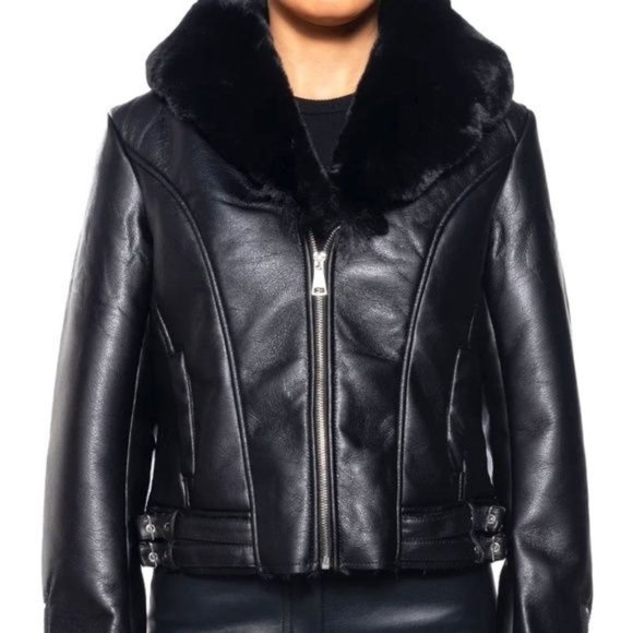 Callie Lives Jackets & Blazers - Xena Takes Flight Vegan Leather Jacket with Luxe Faux Fur Collar